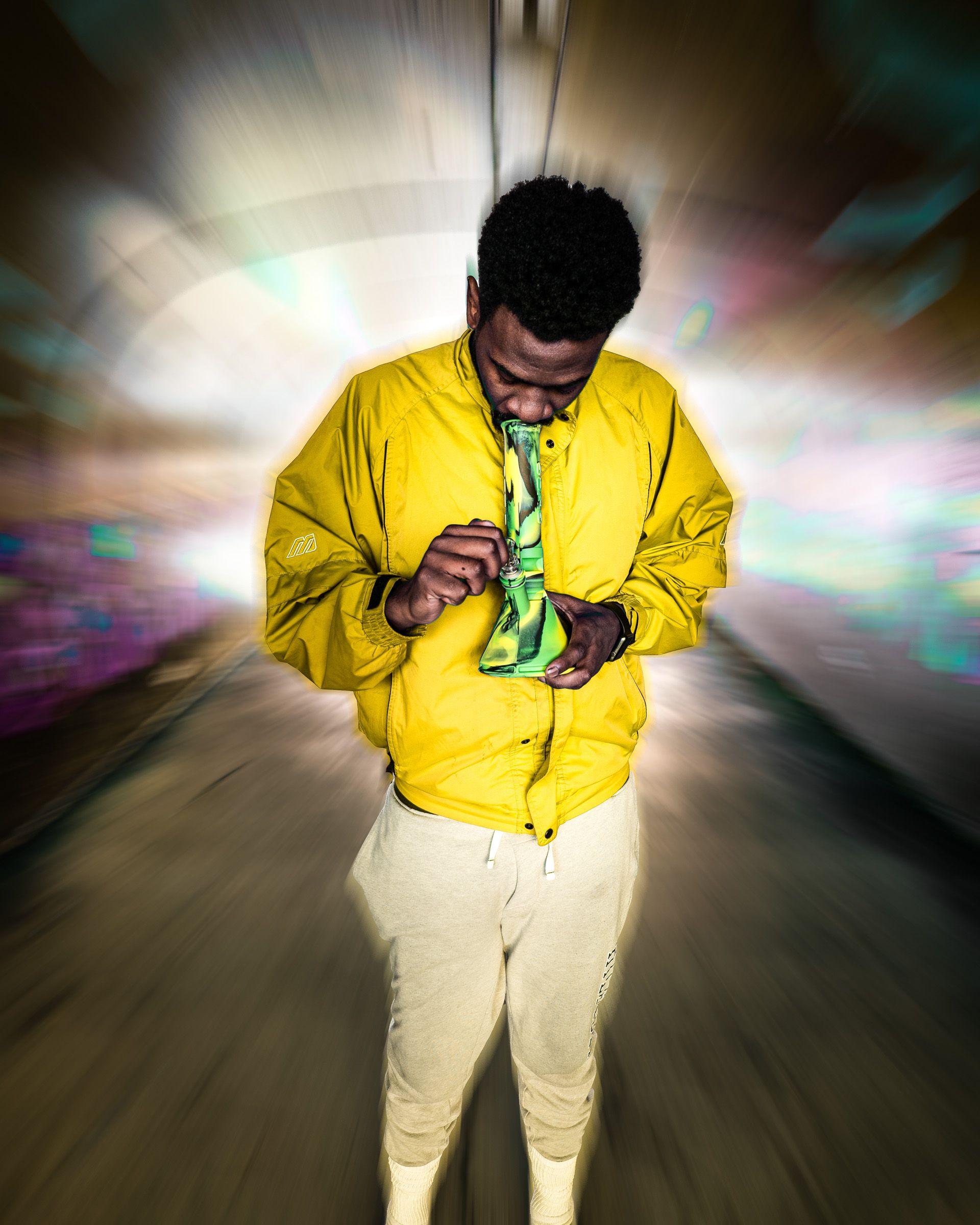 Man using the EYCE Beaker Water Pipe